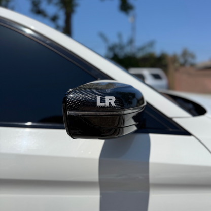 BMW F90 M5 dry carbon fiber OEM replacement mirror caps by Los Reyes Performance