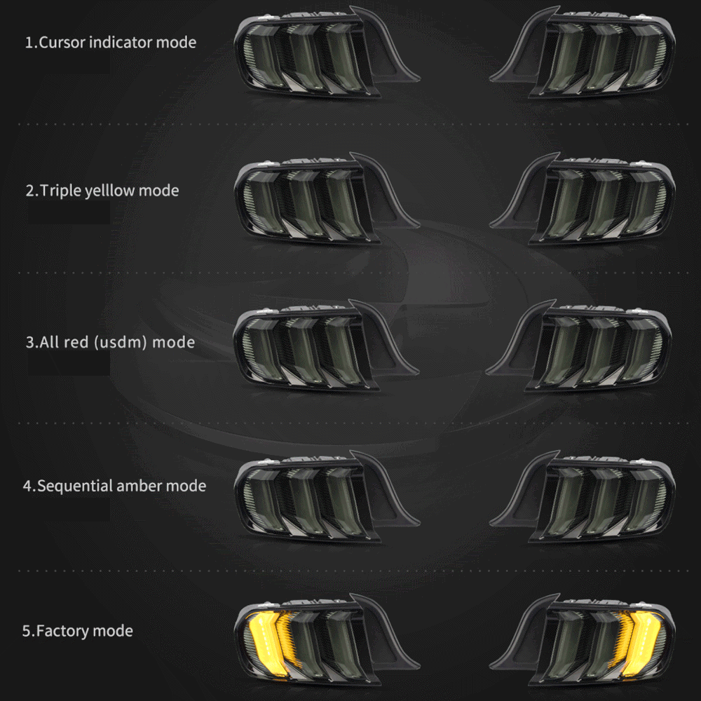Gen 3 Style Euro Tail Lights | Ford Mustang 2015-2023